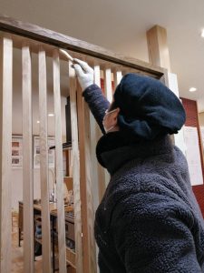 建具と格子の塗装しました・塩冶モデルハウス